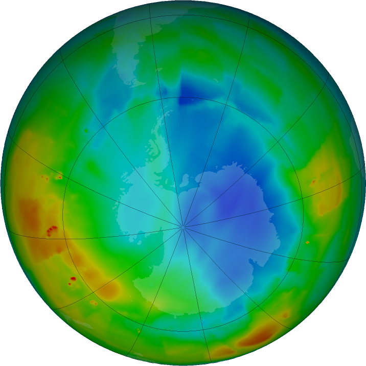 Antarctic ozone map for 30 July 2011